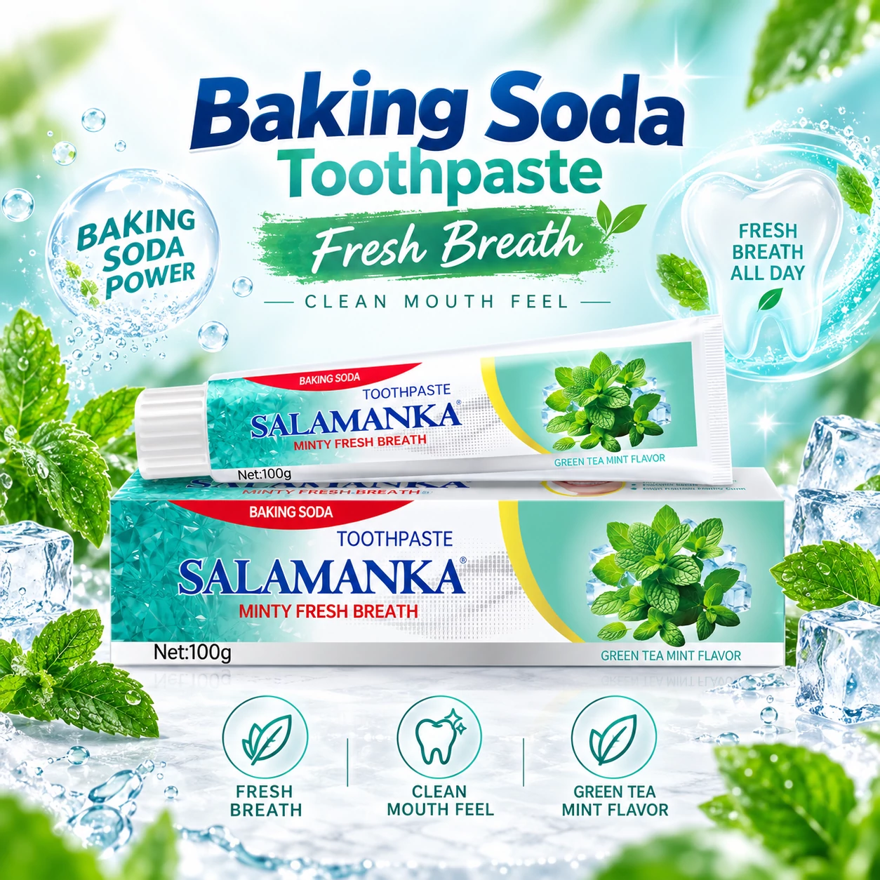 Salamanka Minty Fresh Breath Baking Soda Toothpaste (Pre Order)