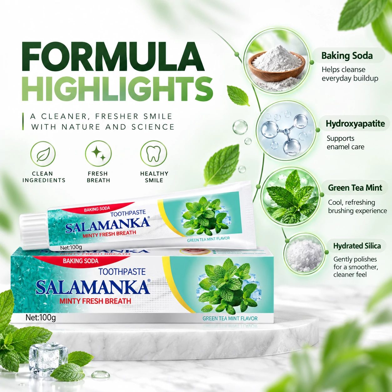 Salamanka Minty Fresh Breath Baking Soda Toothpaste (Pre Order)
